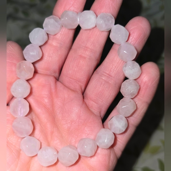 10mm Pink Quartz Bracelet - Picture 1 of 10